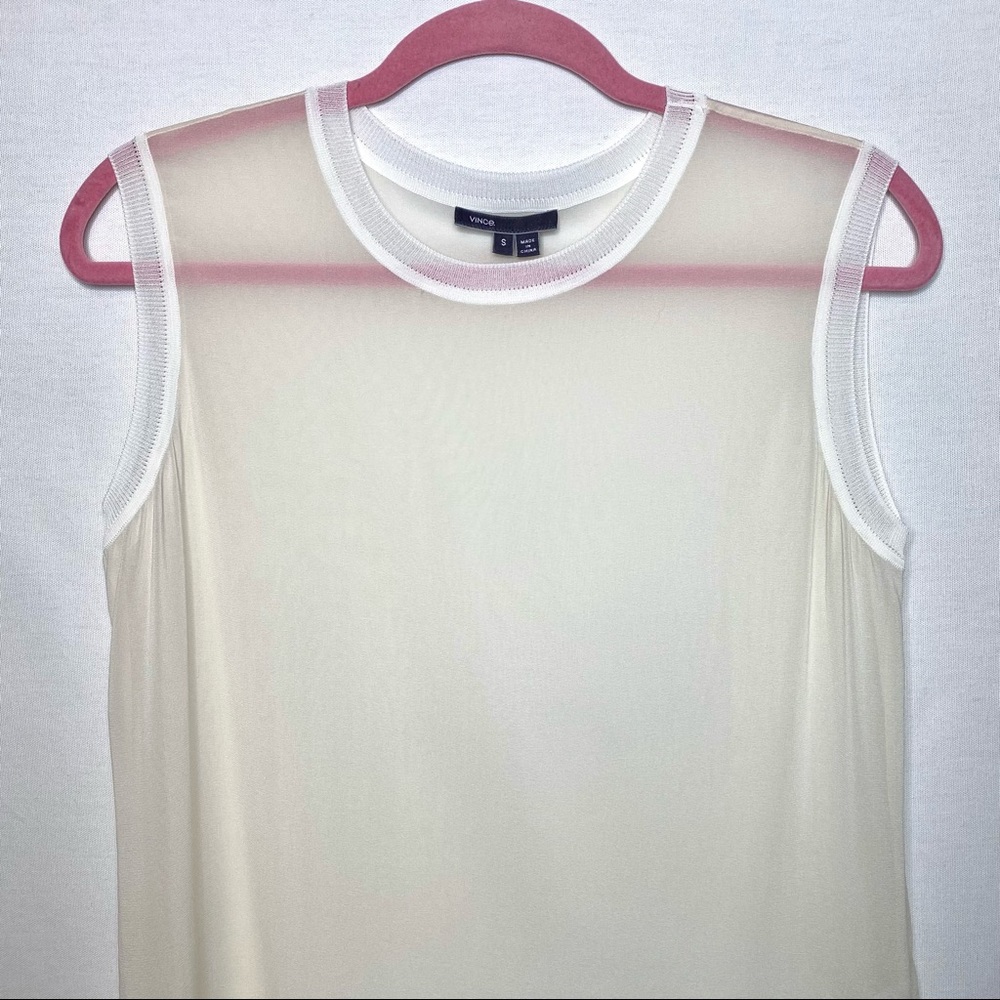 VINCE sheer off-white fancy top 🤍 - Picture 11 of 11